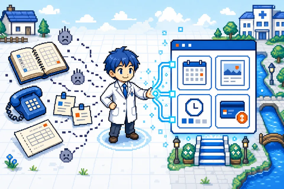 散らばった業務をひとつのWebサイトへまとめるピクセルアート
